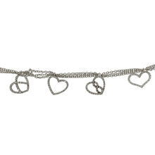 Load image into Gallery viewer, 9ct White Gold &amp; Diamond Set Heart Charms 7&quot; Bracelet
