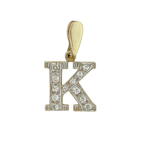 9ct Gold & Cubic Zirconia Set Initial 'K' Pendant