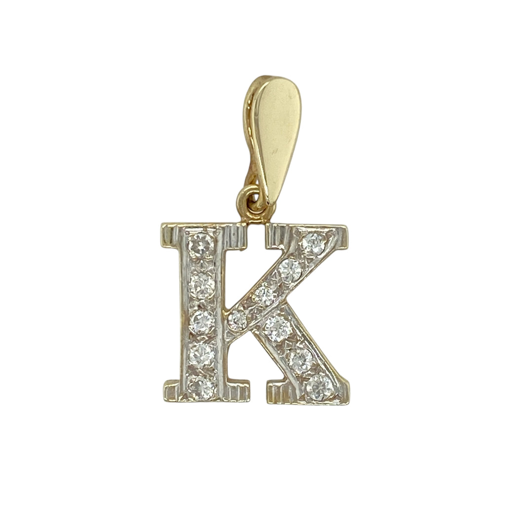 9ct Gold & Cubic Zirconia Set Initial 'K' Pendant