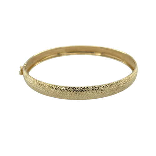 9ct Gold Patterned Sparkle Front Hinged Bangle