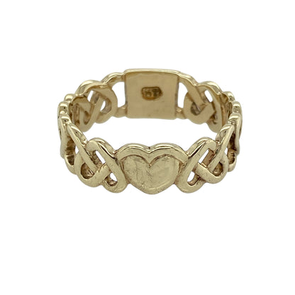 9ct Gold Heart Celtic Open Patterned Band Ring