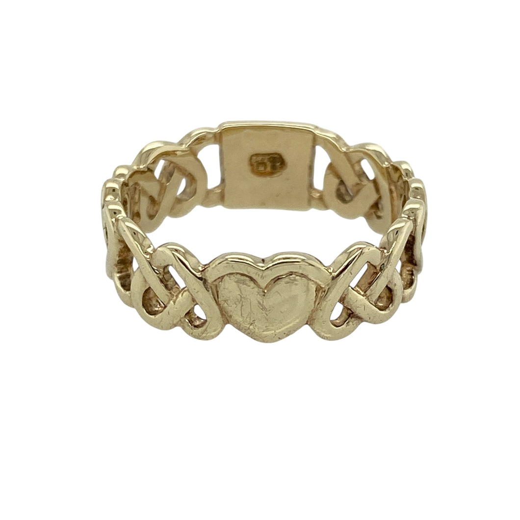 9ct Gold Heart Celtic Open Patterned Band Ring