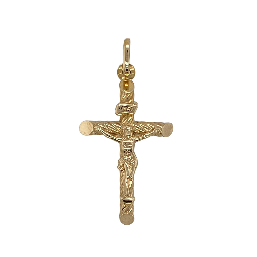 9ct Gold Twist Crucifix Pendant