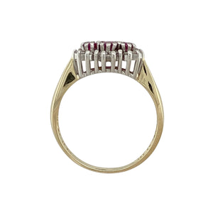 9ct Gold Diamond & Ruby Set Cluster Ring