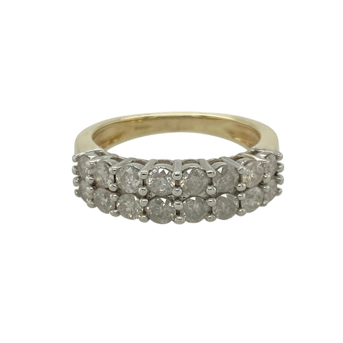 9ct Gold & Diamond Set Double Row Band Ring