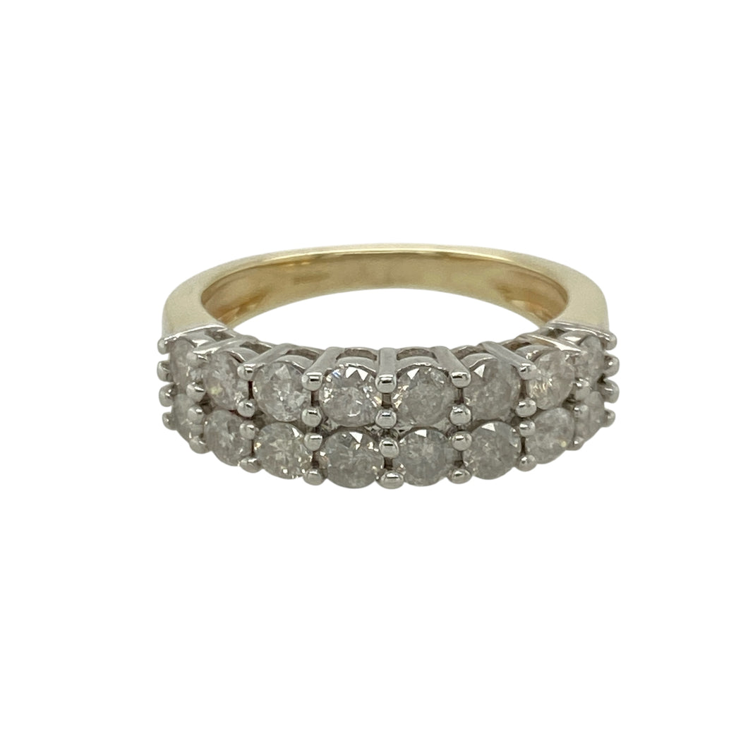 9ct Gold & Diamond Set Double Row Band Ring