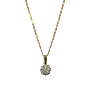 9ct Gold & Diamond Set Cluster 18" Necklace