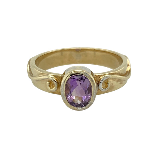 9ct Gold & Amethyst Set Clogau Swirl Ring