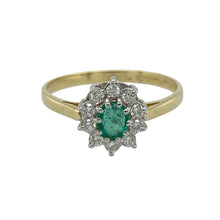 Load image into Gallery viewer, 18ct Gold Diamond &amp; Emerald Set Cluster Ring
