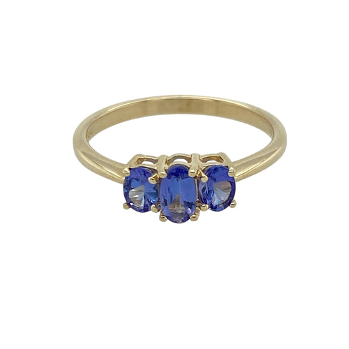 9ct Gold & Tanzanite Set Trilogy Ring