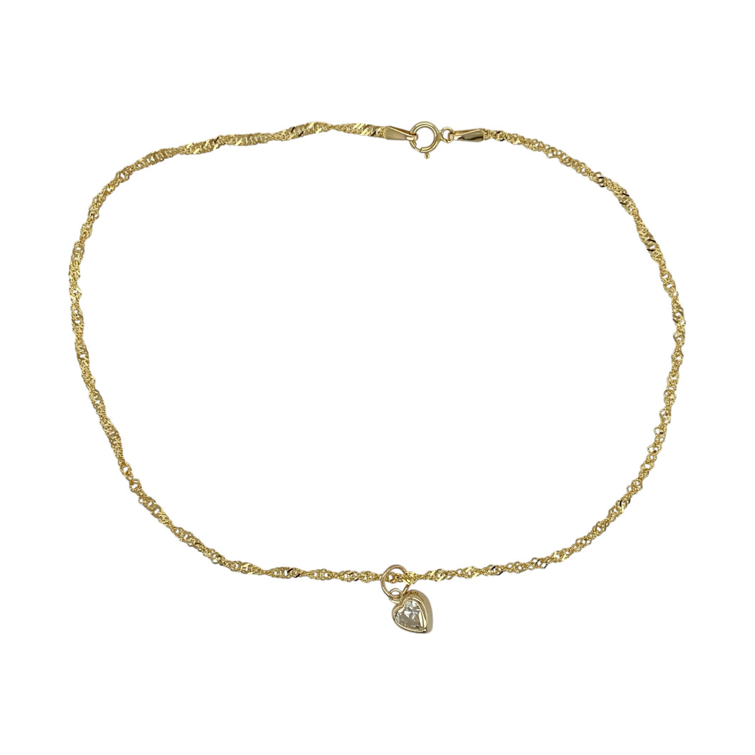 9ct Gold & Cubic Zirconia Set Heart Drop 10