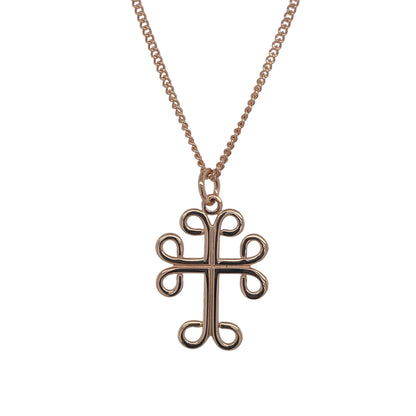 9ct Welsh Gold Celtic Style Cross 18" Necklace