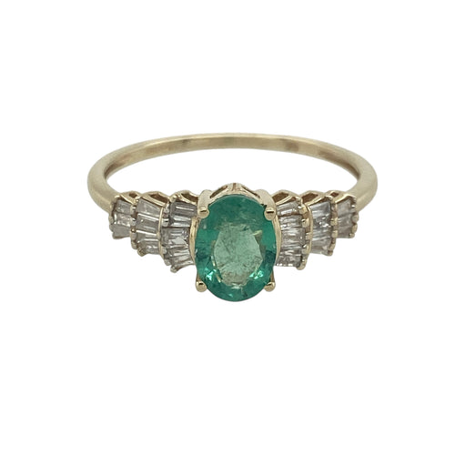 9ct Gold Diamond & Emerald Set Ring