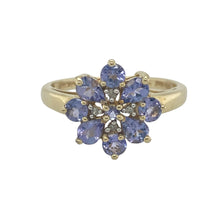 Load image into Gallery viewer, 14ct Gold Diamond &amp; Tanzanite Set Flower Cluster Ring
