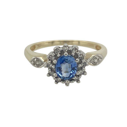 9ct Gold Diamond & Sapphire Set Cluster Ring