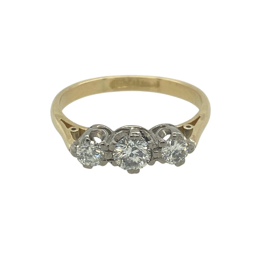 18ct Gold & Platinum Diamond Set Trilogy Ring