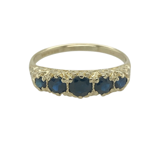 9ct Gold & Sapphire Set Five Stone Ring