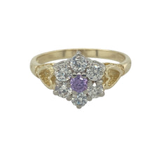 Load image into Gallery viewer, 9ct Gold Purple Stone &amp; Cubic Zirconia Set Flower Cluster Ring
