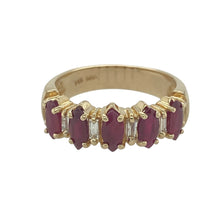 Load image into Gallery viewer, 14ct Gold Diamond &amp; Ruby Set Band Ring

