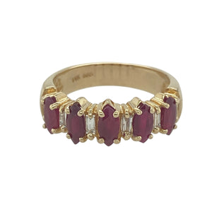 14ct Gold Diamond & Ruby Set Band Ring