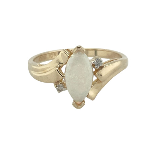 10ct Gold Diamond & Opalique Set Ring