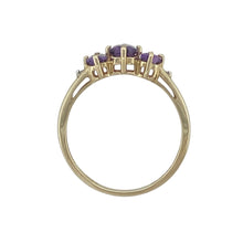 Load image into Gallery viewer, 9ct Gold Diamond &amp; Amethyst Set Trilogy Ring
