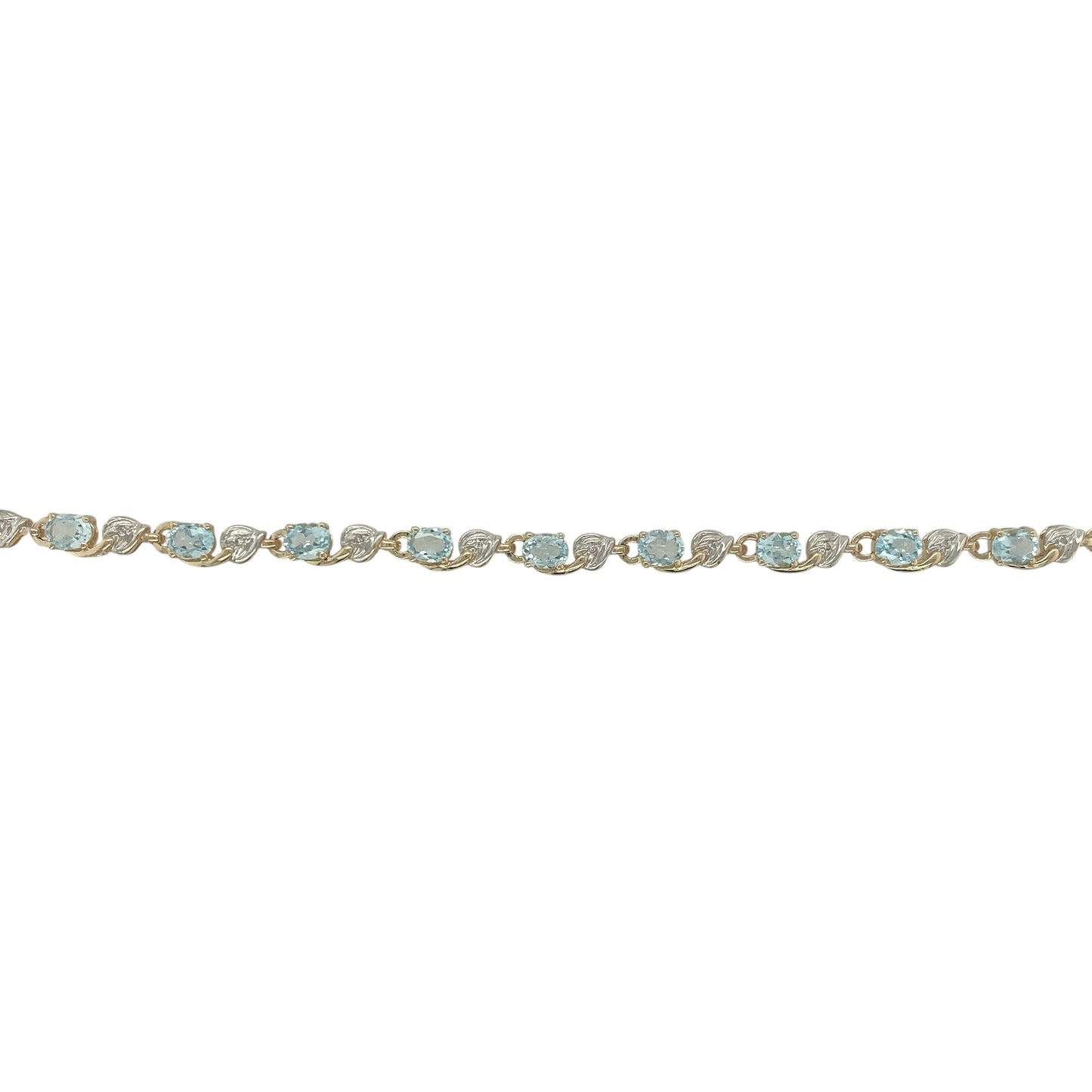 9ct Gold Diamond & Blue Topaz Set 7.5" Bracelet