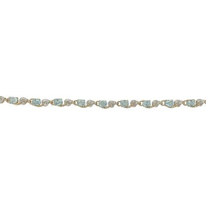 9ct Gold Diamond & Blue Topaz Set 7.5" Bracelet