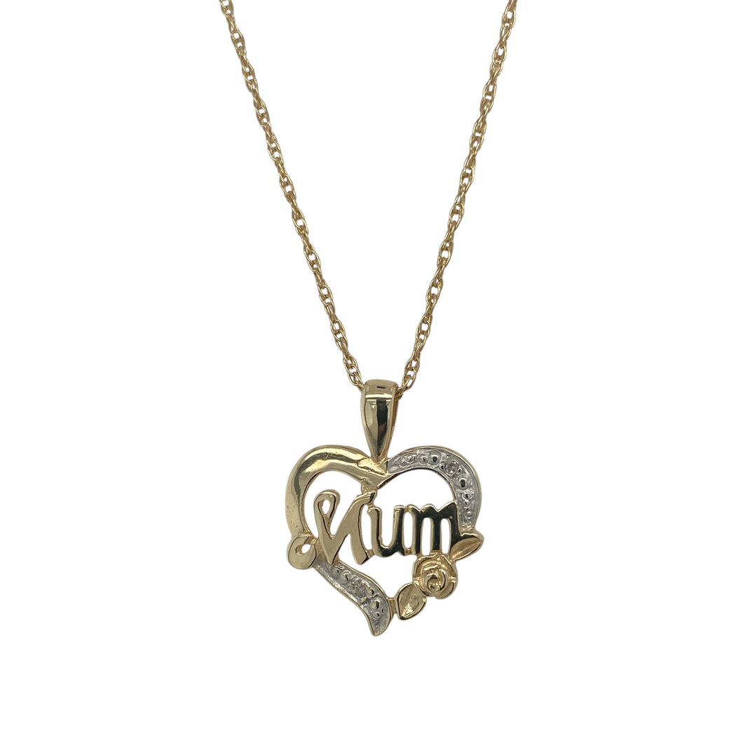 9ct Gold & Diamond Set Mum Heart 20
