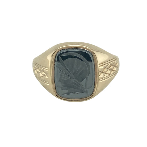 9ct Gold & Hematite Centurion Set Signet Ring