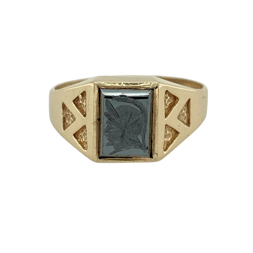 9ct Gold & Hematite Set Signet Ring