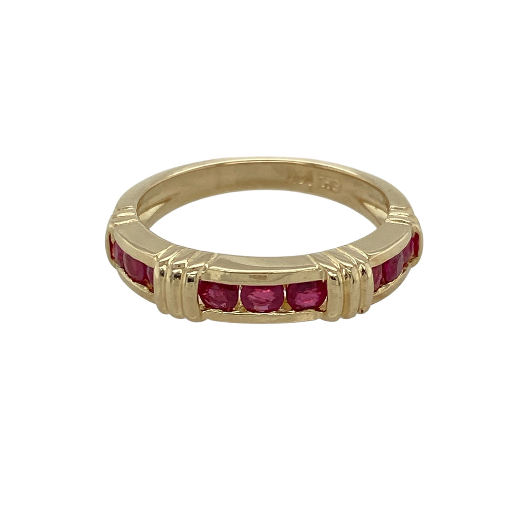 14ct Gold & Ruby Set Band Ring
