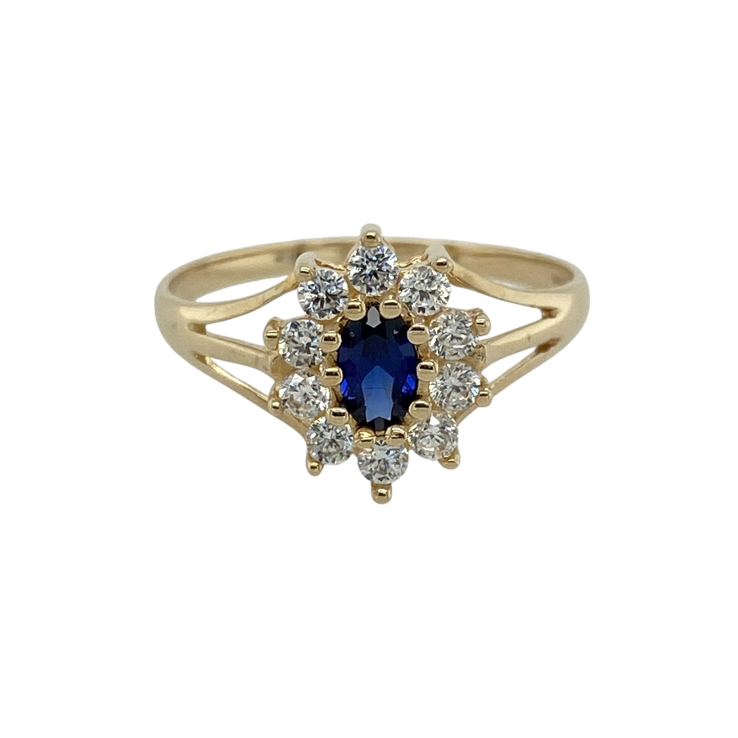 9ct Gold Sapphire & Cubic Zirconia Set Cluster Ring