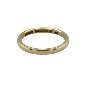 Bring understated elegance and timeless simplicity to your collection with this pre-owned 9ct yellow gold wedding band ring, offering classic style—perfect as a wedding ring, commitment band, or everyday piece of fine jewellery.

Design: The ring features a smooth and polished 2mm wide band with a traditional rounded profile for a refined and minimal look.
Material: Made from 9-carat yellow gold, the polished finish enhances the warm golden tone with a lasting shine.
