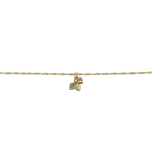 9ct Gold 10" Singapore Heart Drop Anklet