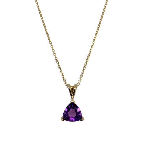 9ct Gold & Amethyst Trillion Set 16