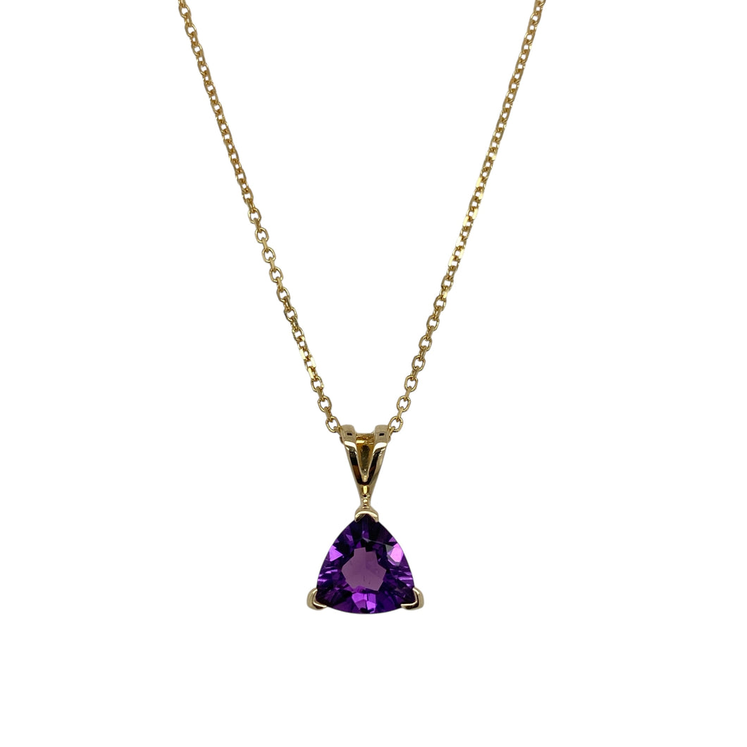 9ct Gold & Amethyst Trillion Set 16