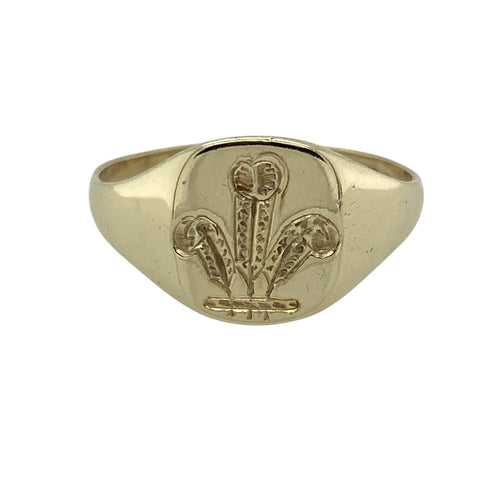 9ct Gold Three Feathers Signet Ring