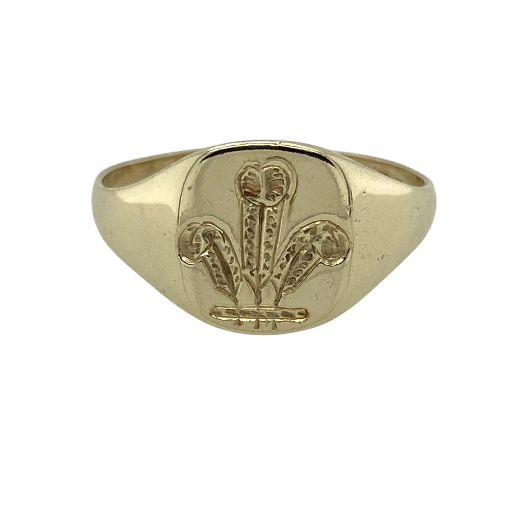 9ct Gold Three Feathers Signet Ring