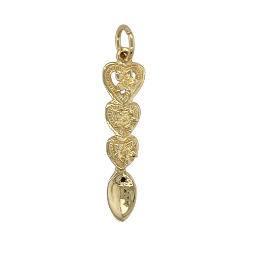 9ct Gold Welsh Heart Daffodil Lovespoon Pendant