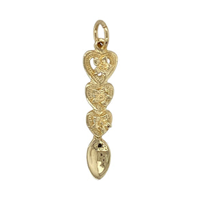 9ct Gold Welsh Heart Daffodil Lovespoon Pendant