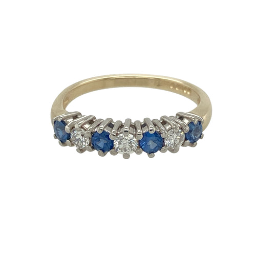 9ct Gold Diamond & Sapphire Set Band Ring