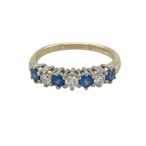 9ct Gold Diamond & Sapphire Set Band Ring