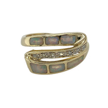 Load image into Gallery viewer, 9ct Gold Diamond &amp; Opalique Twist Wide Band Ring
