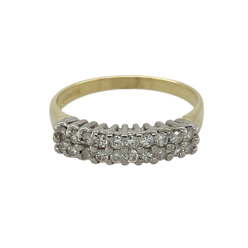 18ct Gold & Platinum Diamond Set Double Row Band Ring