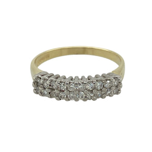 18ct Gold & Platinum Diamond Set Double Row Band Ring