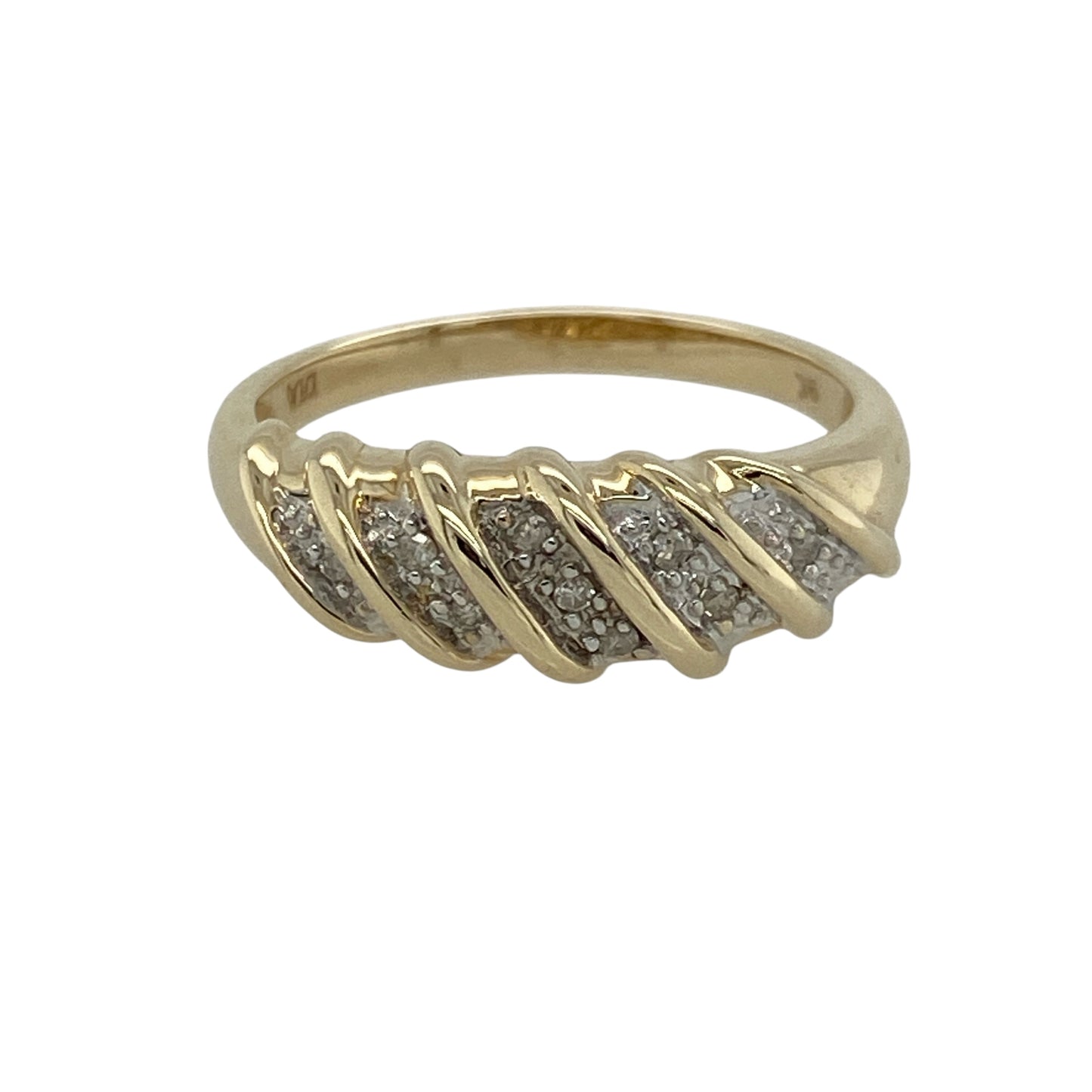 9ct Gold & Diamond Set Twist Band Ring