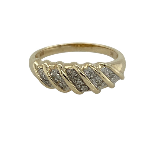 9ct Gold & Diamond Set Twist Band Ring
