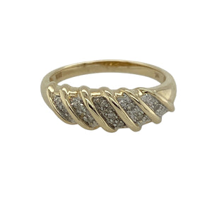 9ct Gold & Diamond Set Twist Band Ring