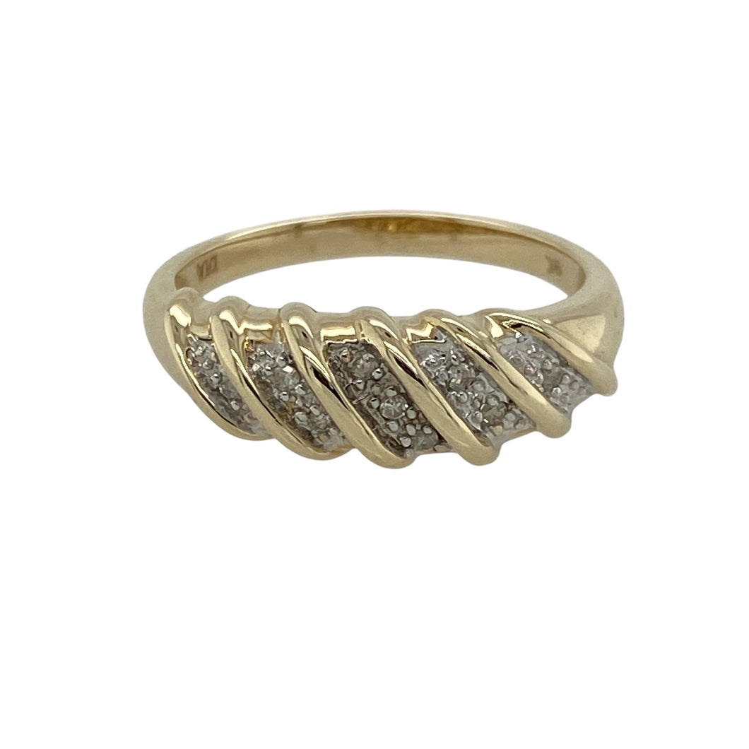 9ct Gold & Diamond Set Twist Band Ring